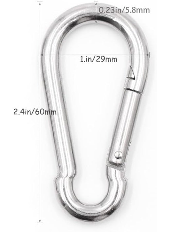 Yuknees 6Pcs Carabiner Clip Heavy Duty,304 Stainless Steel Karabiner,Locking Carabiners (M6),Snap Hooks for Outdoor, Fishing, Hiking, Traveling - Image 5